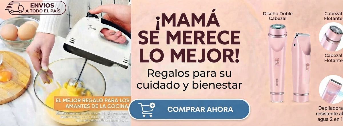 Banner principal Día de la Madre con ofertas de batidora y depiladora 2 en 1, envíos a todo el país