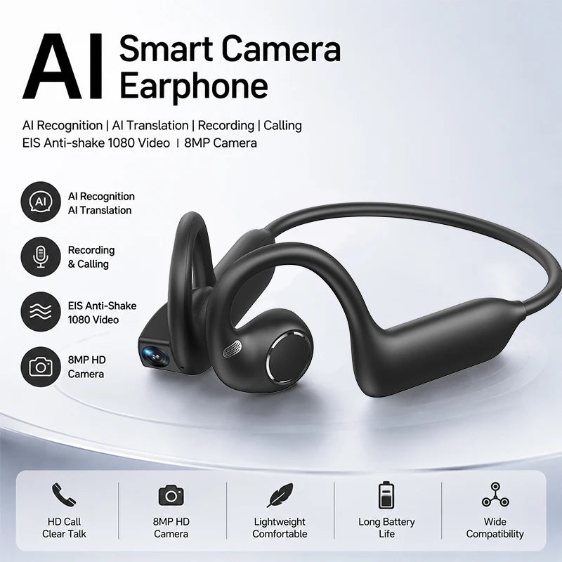 Auriculares inteligentes bluetooth con camara 8mp y memoria 8gb