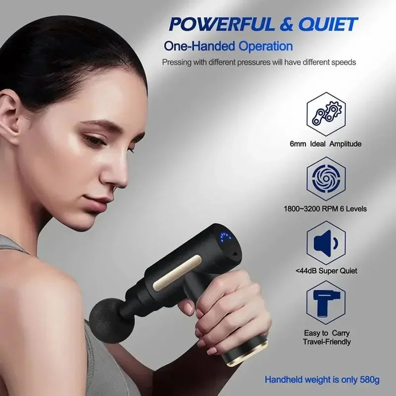 pistola masajeadora muscular portatil con pantalla led