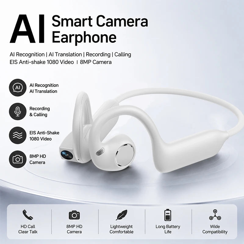 Auriculares inteligentes bluetooth con camara 8mp y memoria 8gb