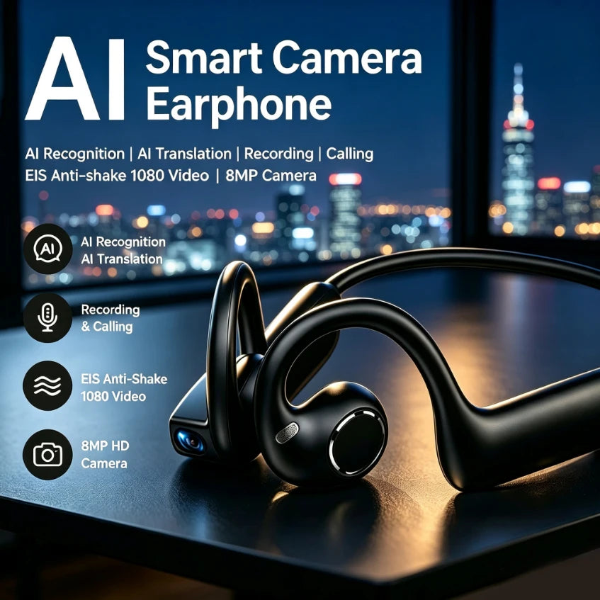 Auriculares inteligentes bluetooth con camara 8mp y memoria 8gb