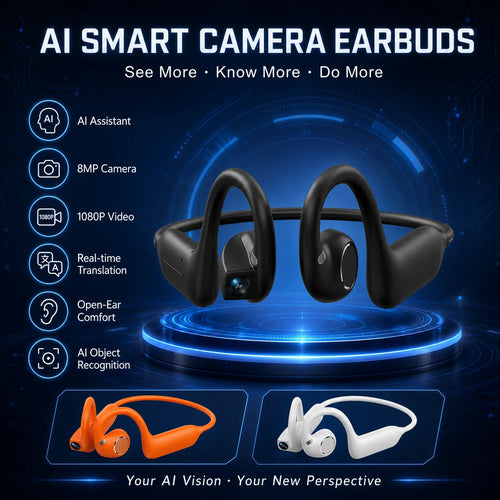 Auriculares inteligentes bluetooth con camara 8mp y memoria 8gb